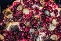 No-Knead Cranberry Rosemary Focaccia with Caramelized Shallots