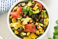 Avocado, Corn and Black Bean Salad with Cilantro Lime Dressing