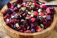 Vibrant Vegan Beetroot Salad with Walnuts, Prunes and Avocado