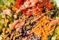 Burger Salad Bowl with Special Sauce Dressing