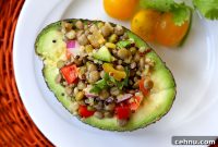Stuffed Avocado with Mung Bean and Lentil Salad Recipe