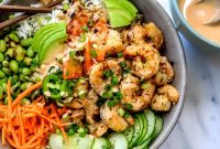 Shrimp Poke Bowl with Avocado and Mango