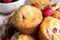 Cherry Almond Muffins with Almond Extract