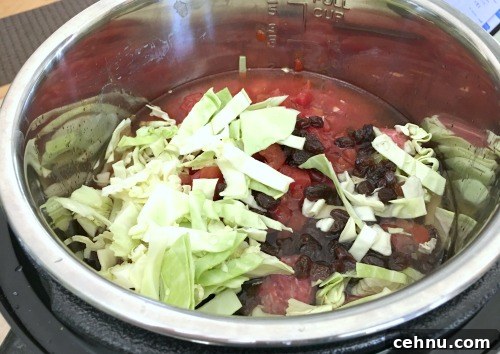 All of the ingredients shown in the Instant Pot.