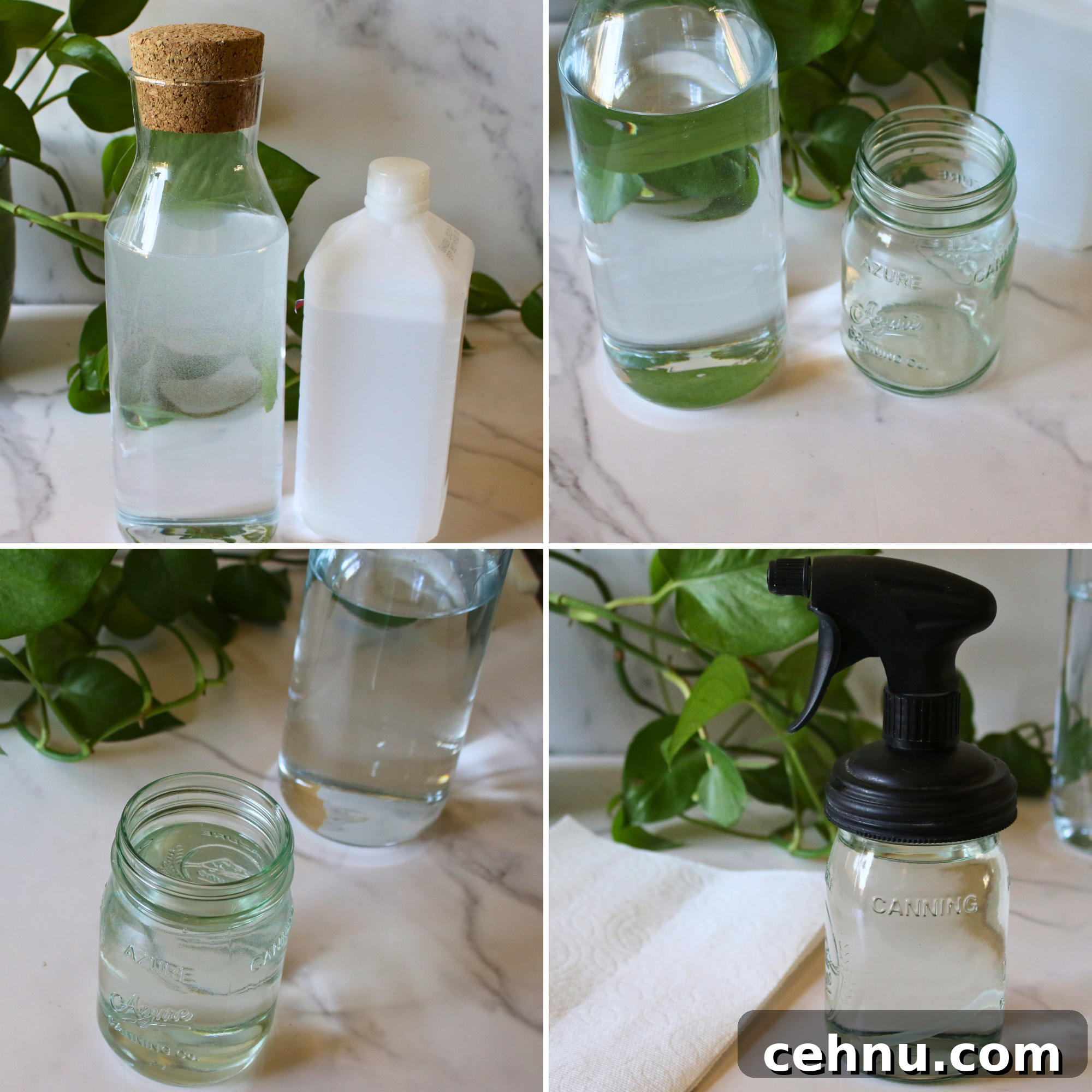 DIY Window Cleaner Recipe for Streak-Free Glass 3 A glass jar filled with rubbing alcohol and distilled water.