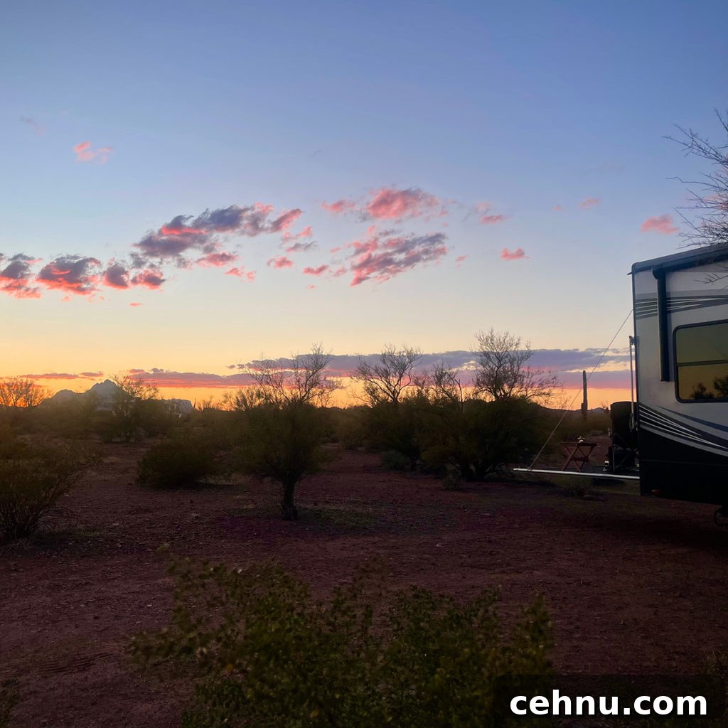 Lets Get Lost February 2022 Travel Inspiration 28 A beautiful Arizona sunset in Ironwood National Monument.