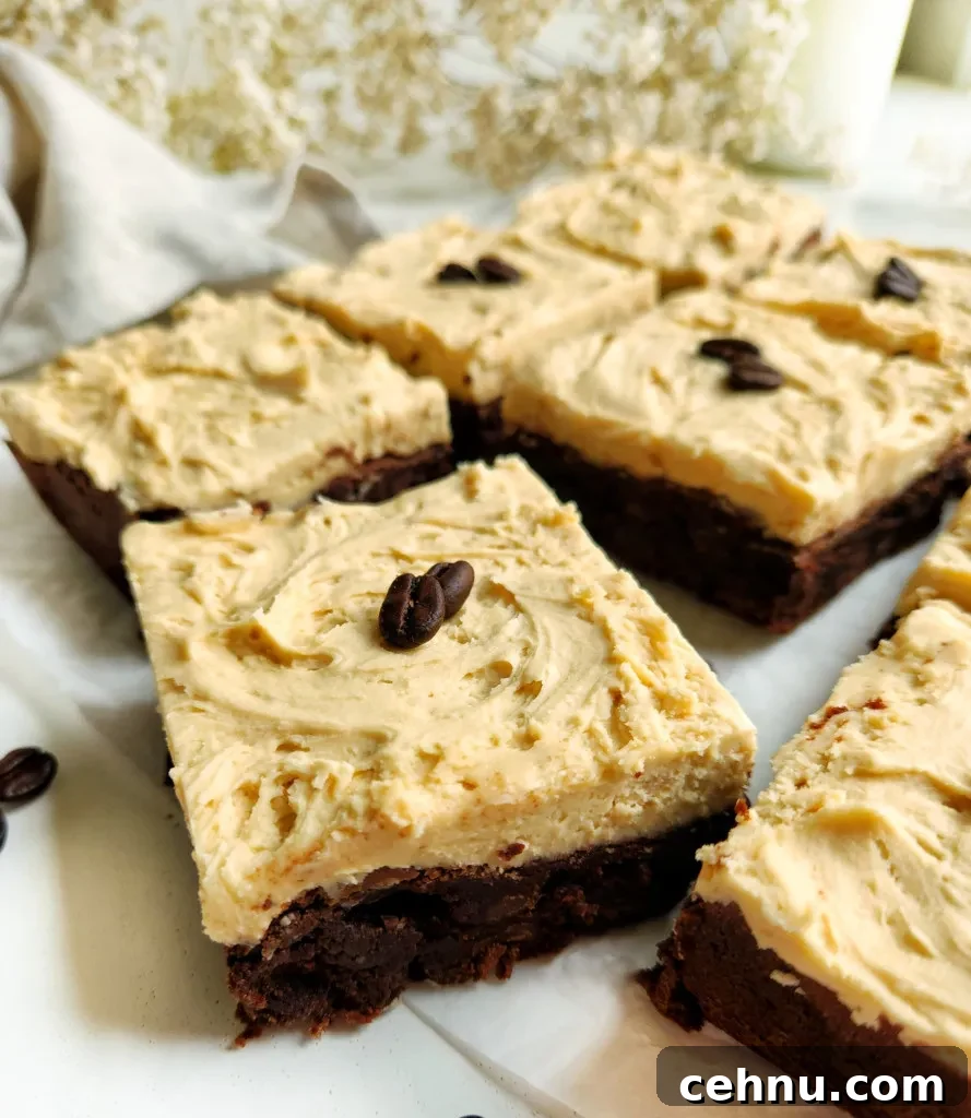 frosted espresso brownies slice