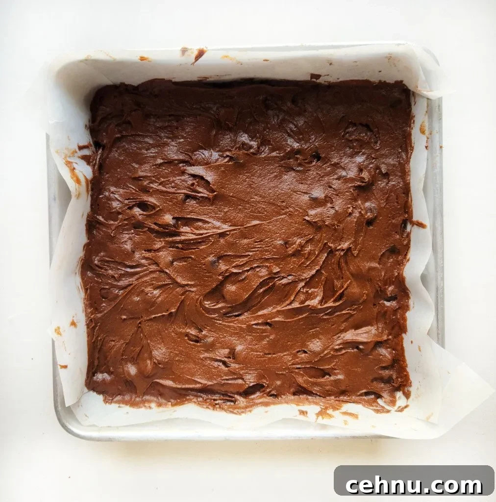 brownie batter ready for the oven