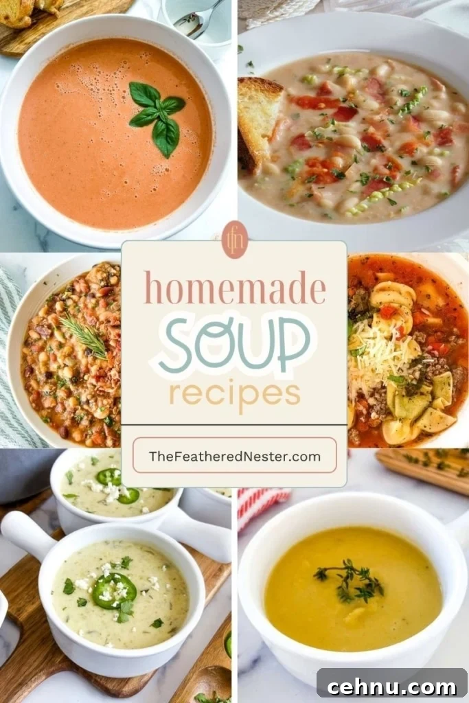 15+ Homemade Soup Recipes for Cozy Weeknight Meals 2 Titled graphic collage for 15 Homemade Soup Recipes.