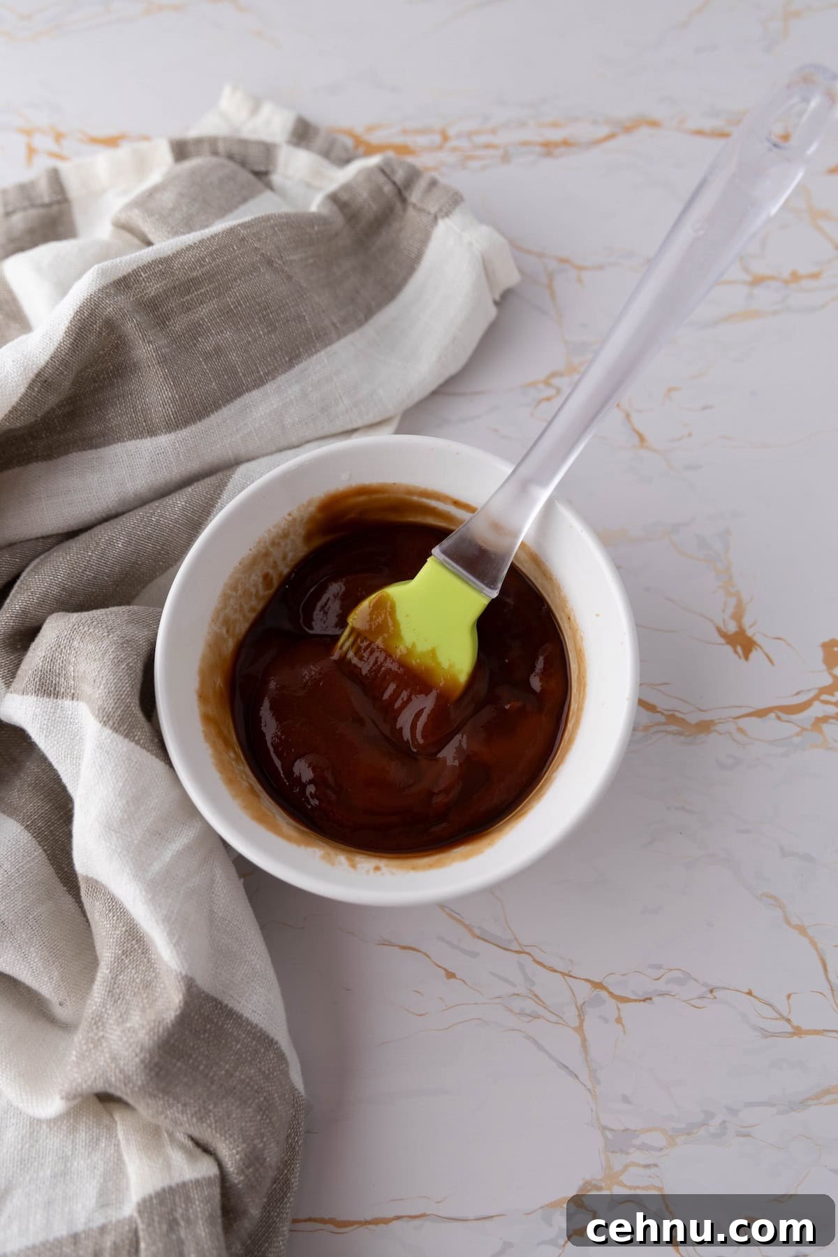 Halloween Mummy Meatloaf Recipe 8 Ketchup glaze for mummy meatloaf.