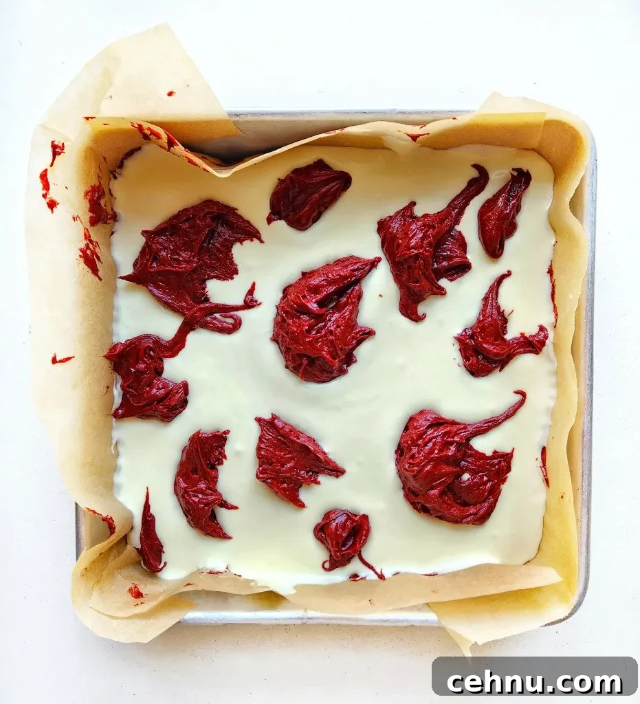 Red Velvet Cheesecake Brownies Recipe with Cream Cheese Swirl 7 assembling the red velvet cheesecake brownies
