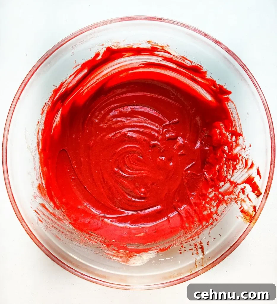 Red Velvet Cheesecake Brownies Recipe with Cream Cheese Swirl 5 add in the food colouring