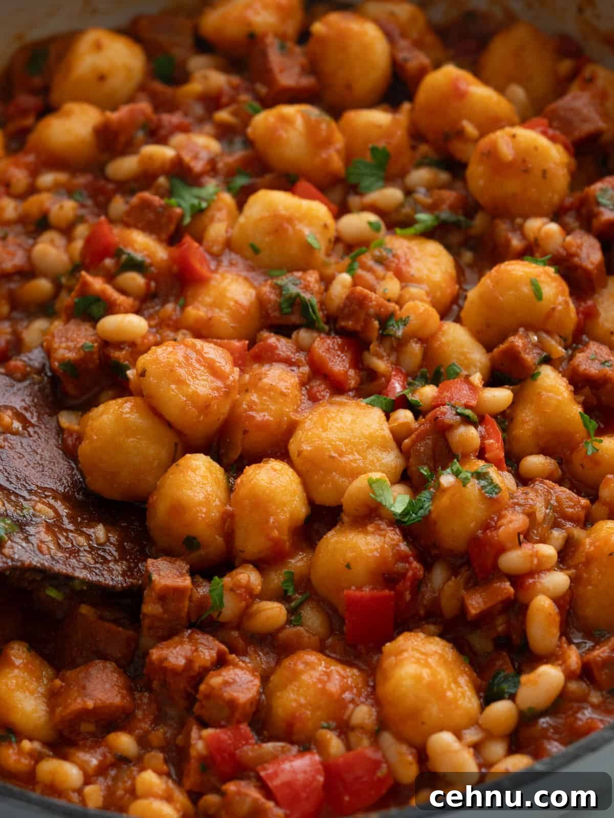 One-Pot Chorizo Gnocchi Recipe 2 Chorizo gnocchi with white bean in a tangy tomato sauce