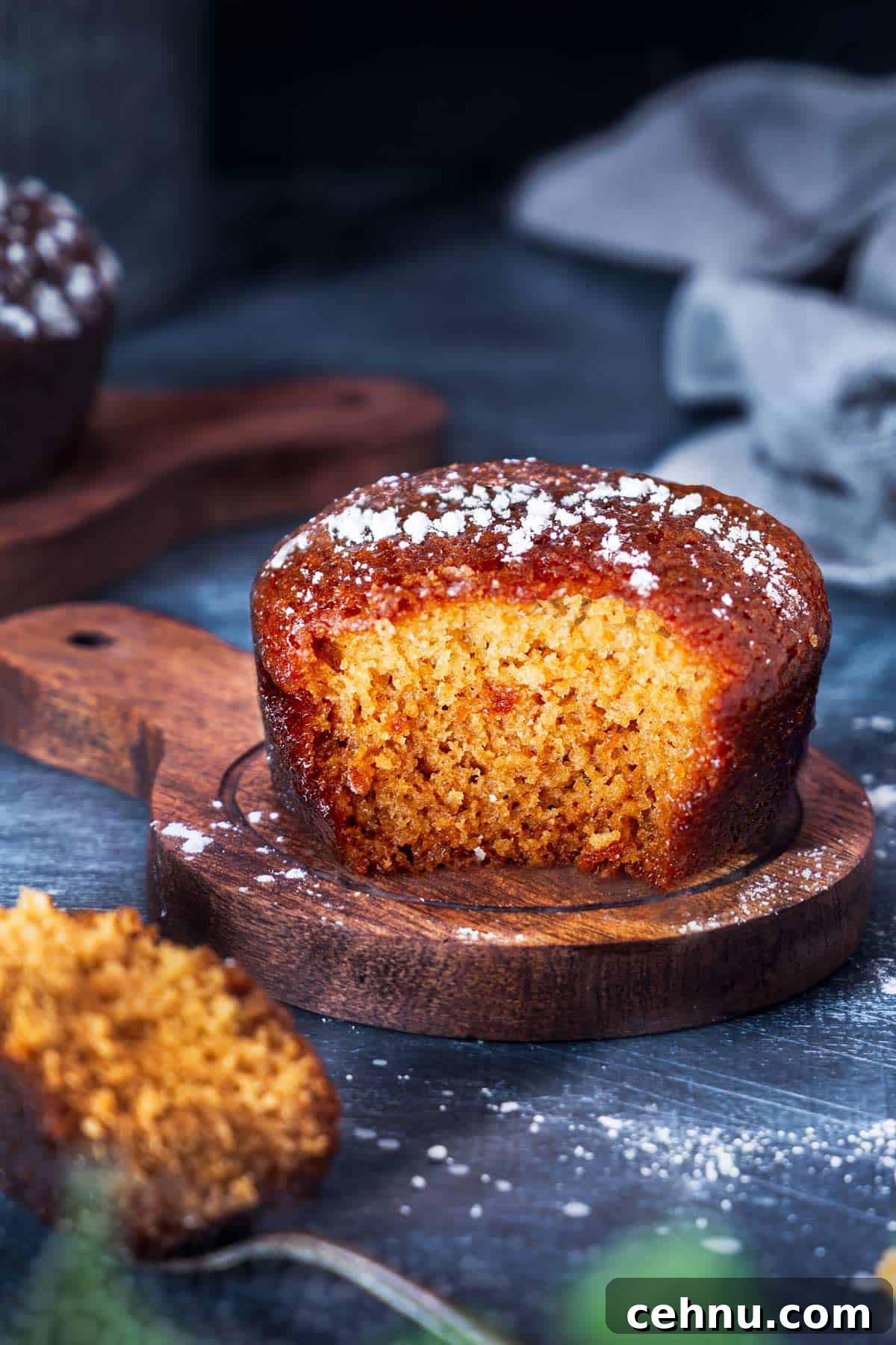 Authentic South African Malva Pudding Cake Recipe 9 Close up of malva pudding cake showing inside texture