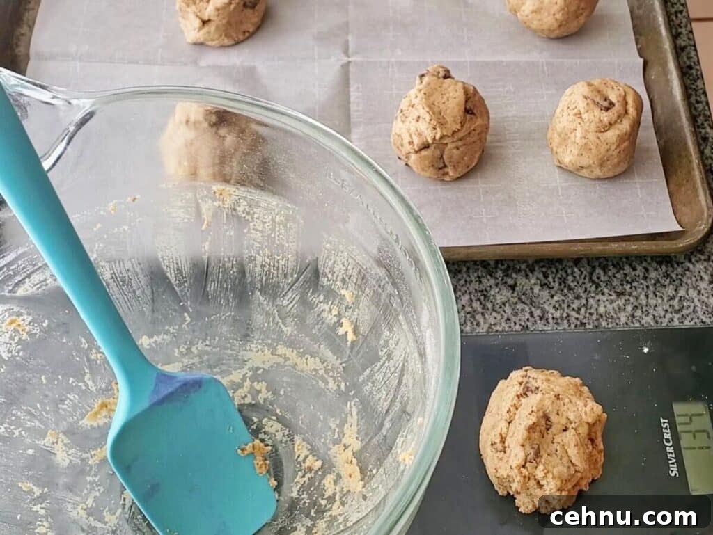 Chewy Gluten Free Smores Cookies Recipe 8 weighing large balls of cookie dough.