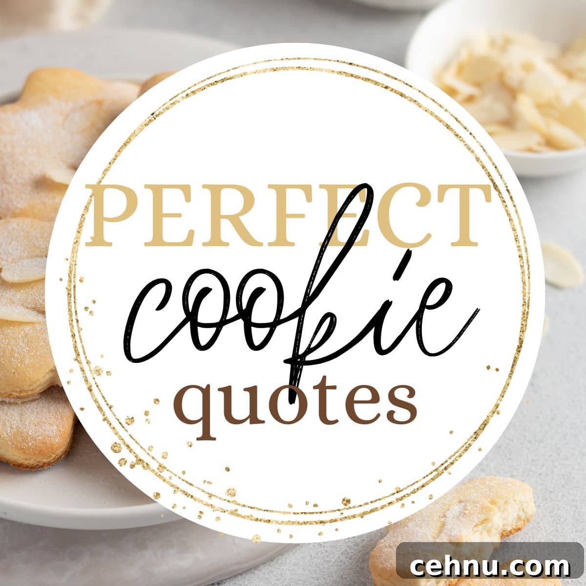 Cookies on a dessert plate with overlaying text.