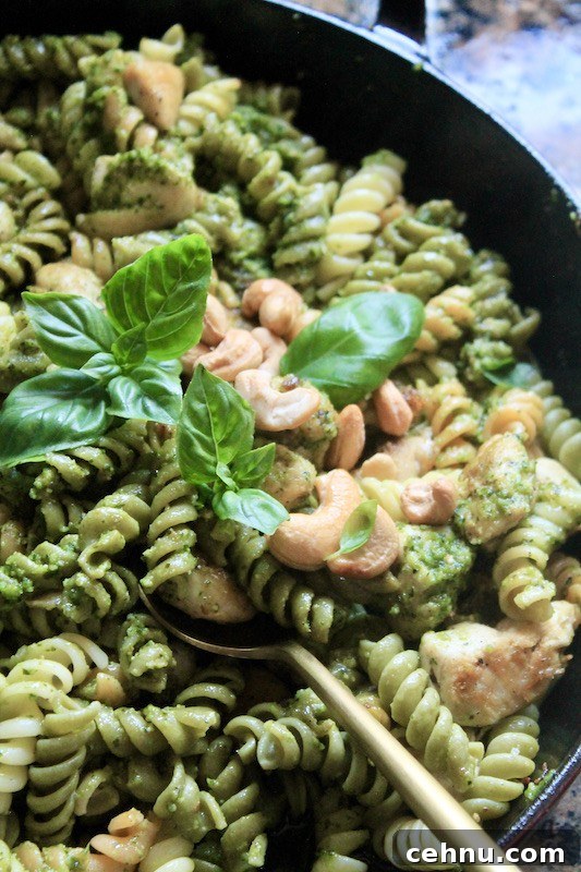 fresh basil pesto pasta dinner