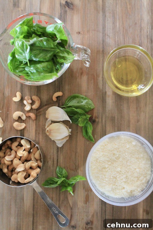 pesto ingredients for sauce