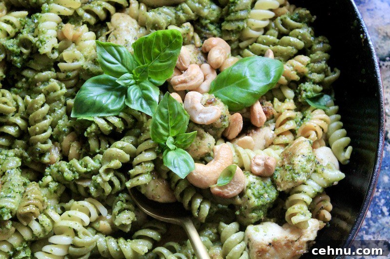 easy basil pesto pasta with cashews