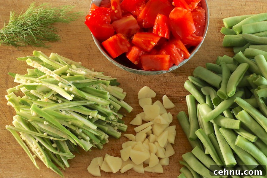 Green Beans and Okra in skillet
