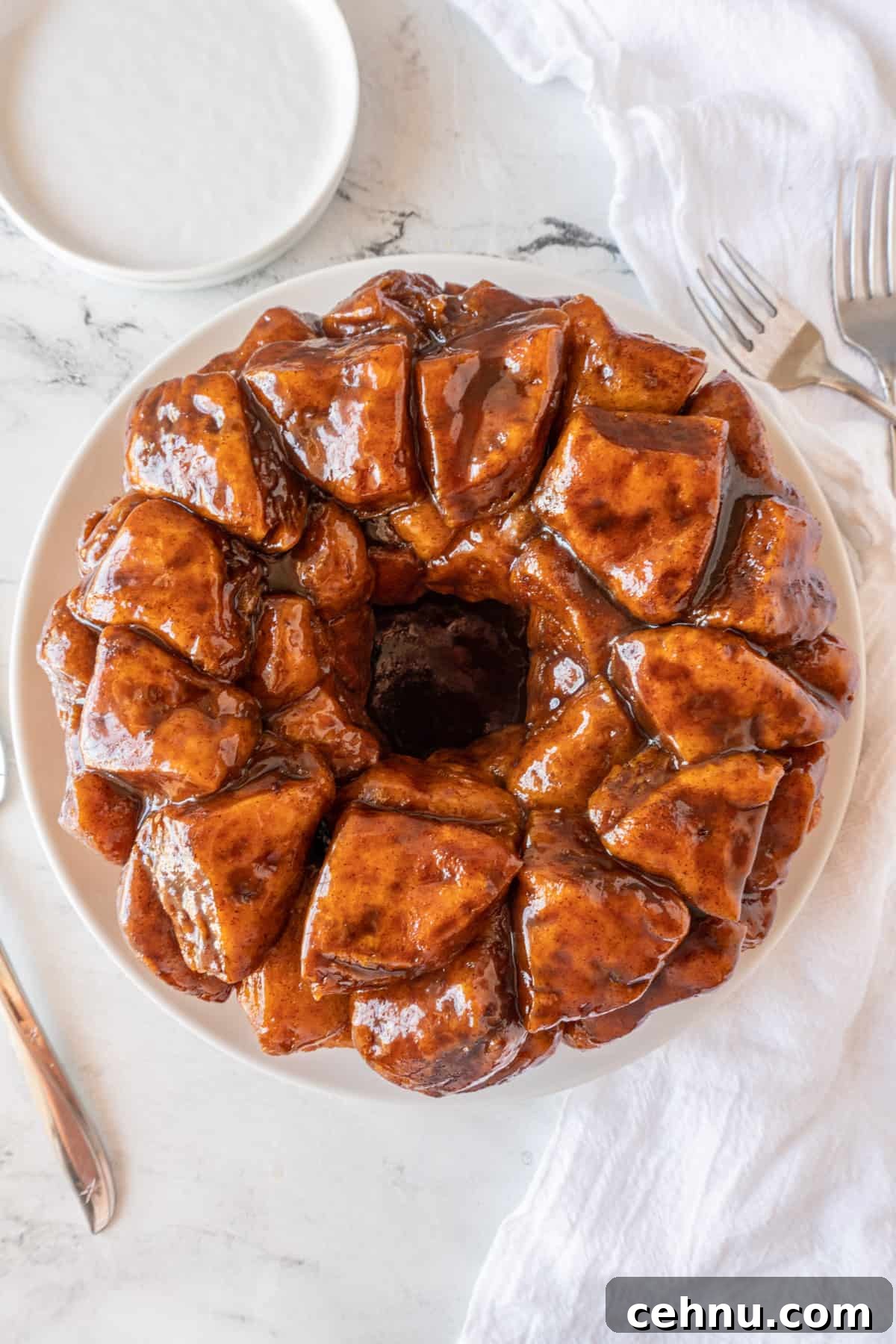 cinnamon pull apart bread on plate