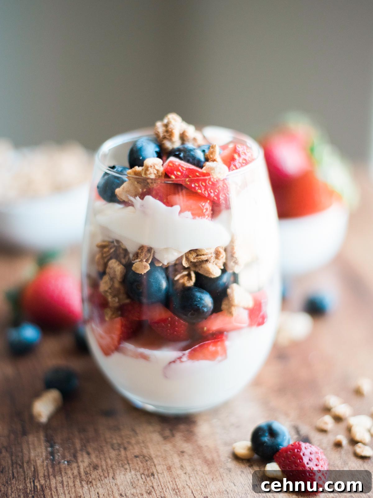 Fruit and Yogurt Granola Parfait Recipe 2 breakfast berry parfait in a glass