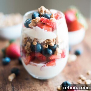 Fruit and Yogurt Granola Parfait Recipe 3 breakfast berry parfait in a glass