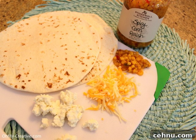 How to make a cheese and chicken quesadilla How to make a cheese and chicken quesadilla using spicy corn relish or corn salsa