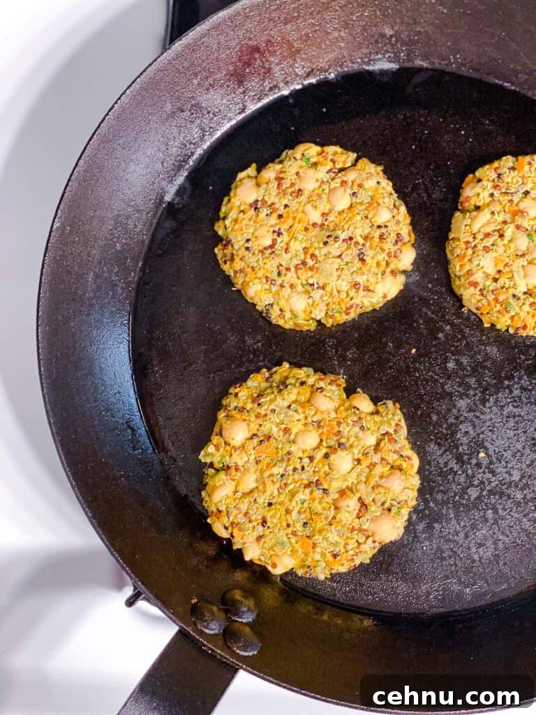 process shot of cooking patties on a skillet