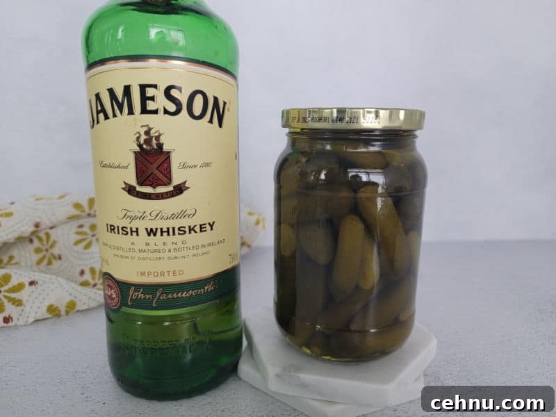 Jameson Pickleback Shot: How to Make It (Video) 3 Pickleback Shot ingredients, Jameson Irish Whiskey, Pickles and Pickle Juice