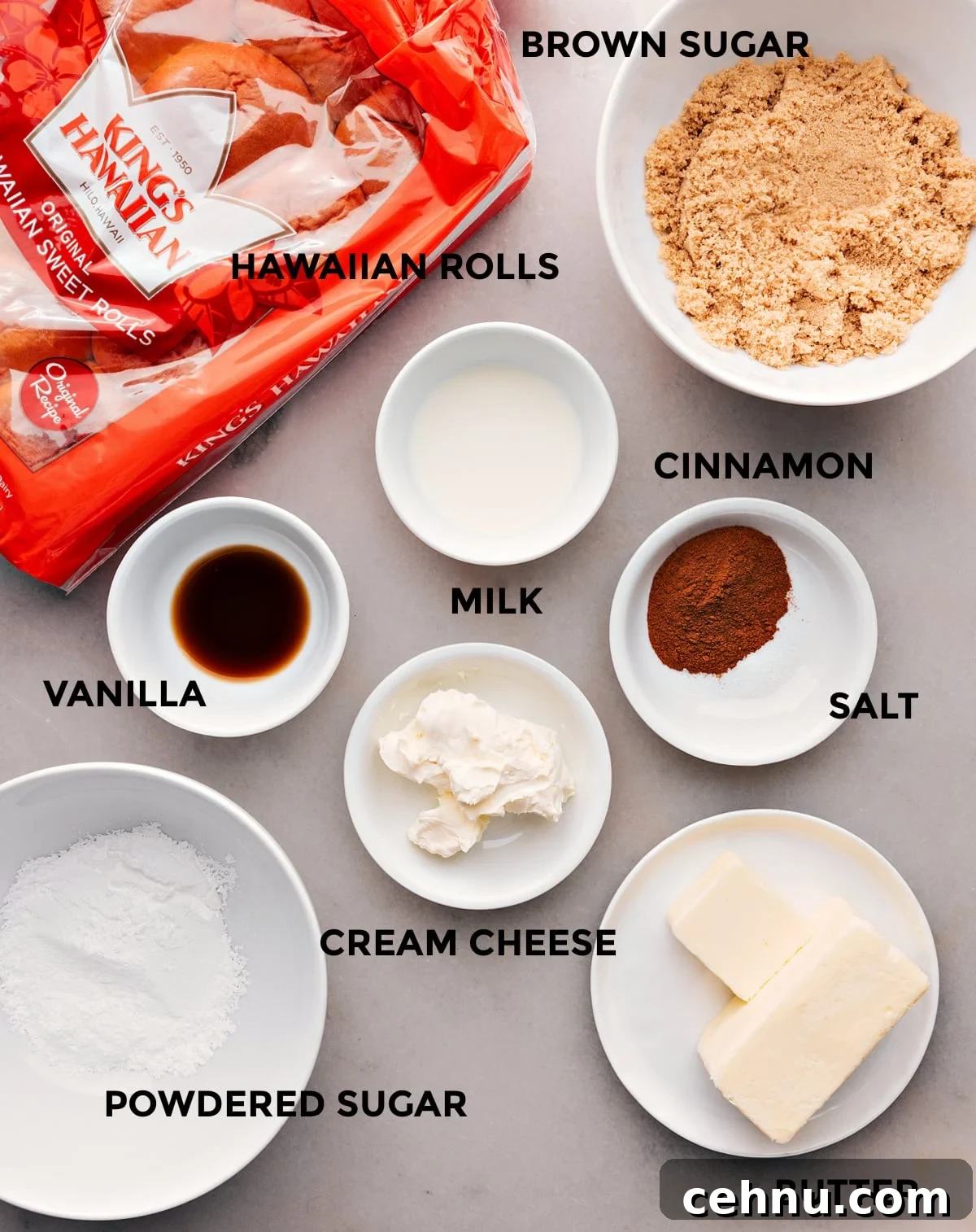 Image showing all the ingredients in this recipe prepped out for easy assembly.