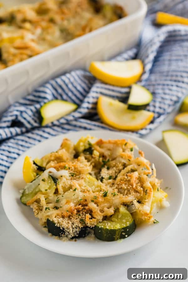 Cheesy Yellow Squash Casserole Recipe 9 A plate of squash casserole