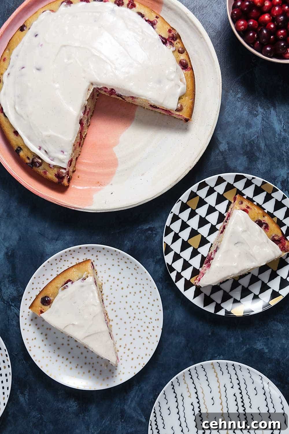 Cranberry Cake with Cream Cheese Glaze