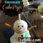 Snowman cake pop closeup