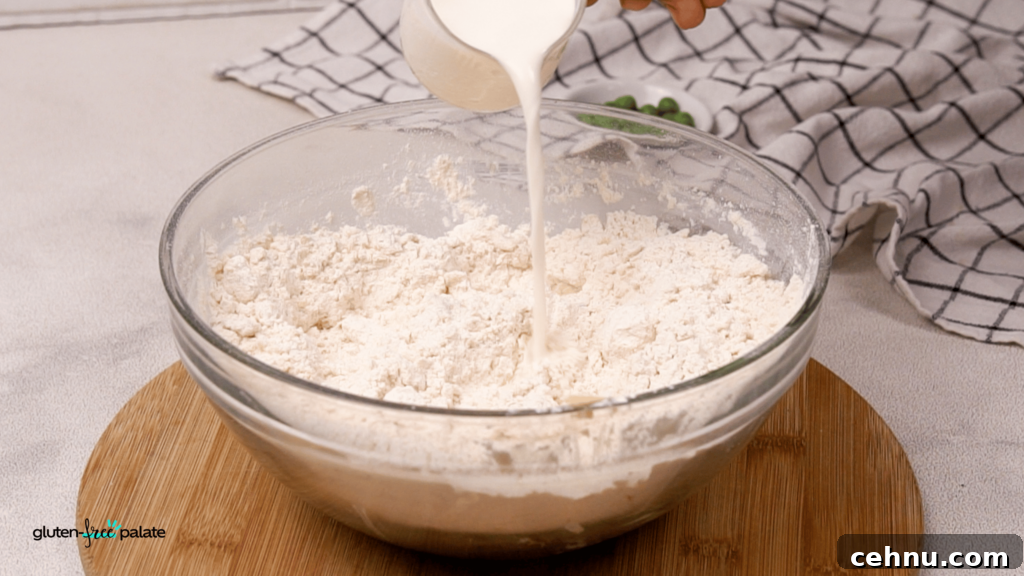 Gluten Free Chicken Pot Pie Recipe with Flaky Crust 9 Add milk to the crust batter, and mix it all together.
