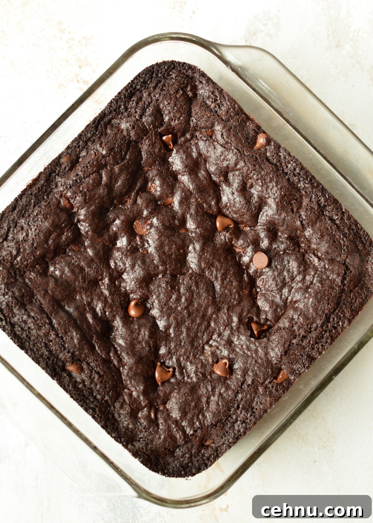 a glass pan of brownies