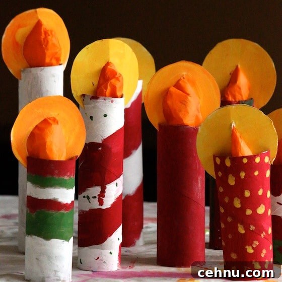 More Than 30 Toilet Paper Roll Crafts and Activities for Kids 10 paper towel roll Christmas Candles
