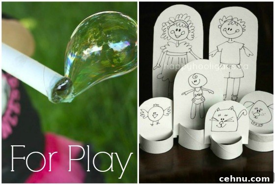 More Than 30 Toilet Paper Roll Crafts and Activities for Kids 22 Bubble blower and paper dolls made with toilet roll tubes