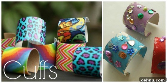 More Than 30 Toilet Paper Roll Crafts and Activities for Kids 23 Toilet roll cuffs and cardboard roll bracelets