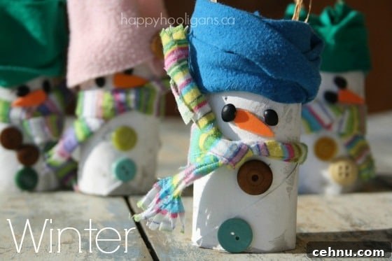 More Than 30 Toilet Paper Roll Crafts and Activities for Kids 5 toilet paper roll snowmen