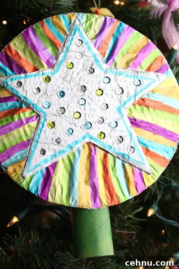 More Than 30 Toilet Paper Roll Crafts and Activities for Kids 6 homemade christmas tree topper with cardboard roll, sharpies and tin foil