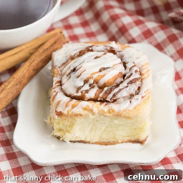 Glazed cinnamon roll close-up