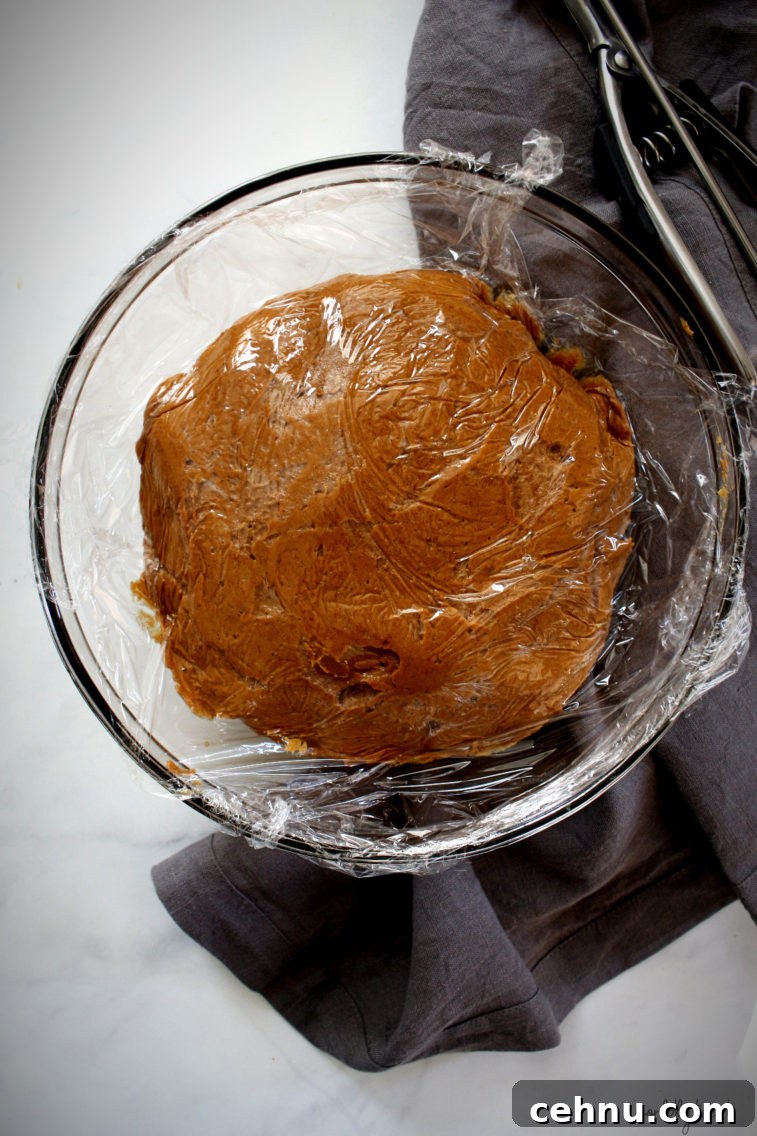 cookie dough wrapped in plastic wrap.
