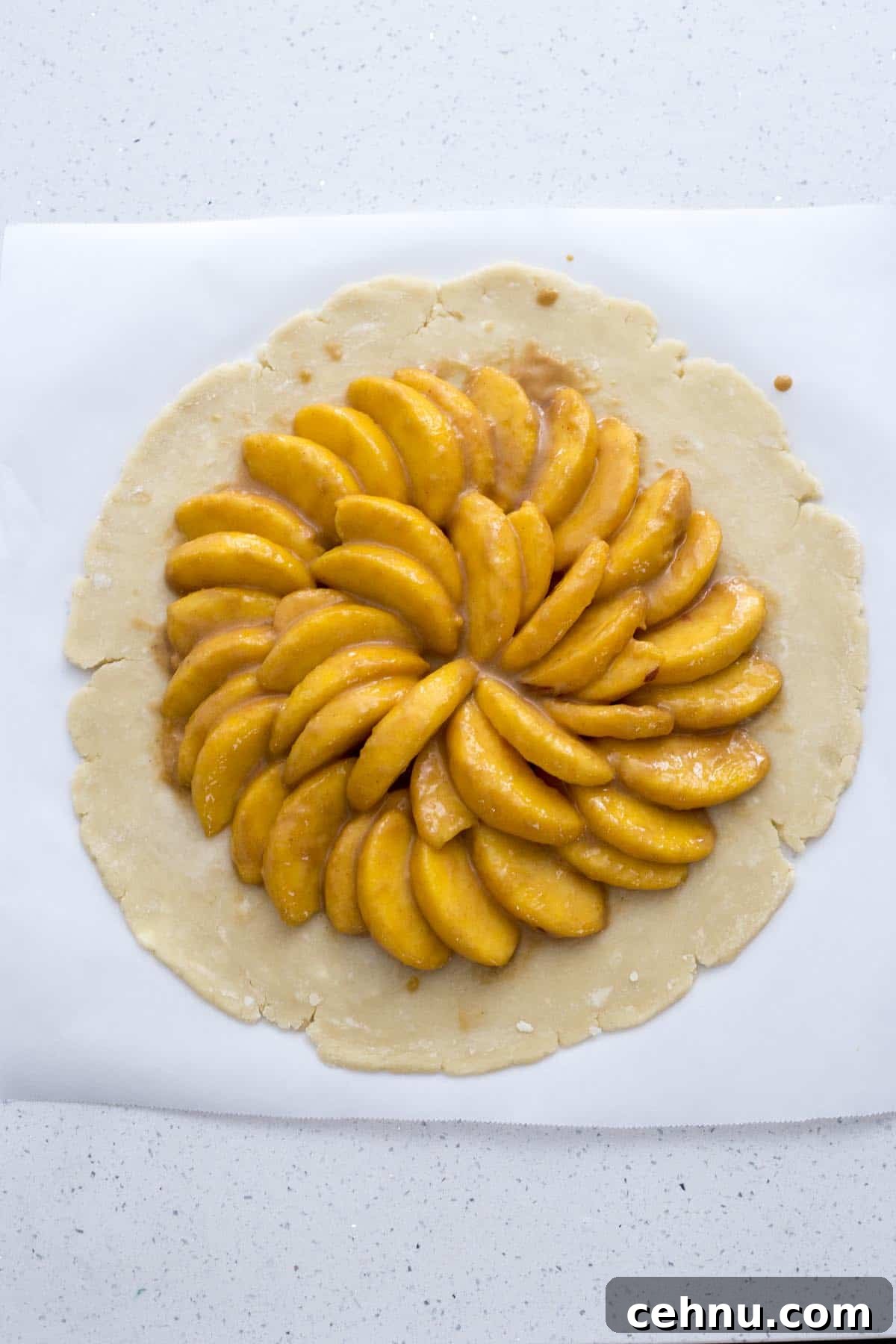 Rustic Peach Crostata or Galette Recipe 5 Added sliced peaches to pie dough.
