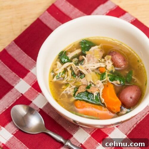 Instant Pot Chicken, Bacon, and Potato Soup: Nothing beats a hearty bowl of homemade chicken soup with bacon. This recipe utilizes the Instant Pot for all day flavor in less than an hour!