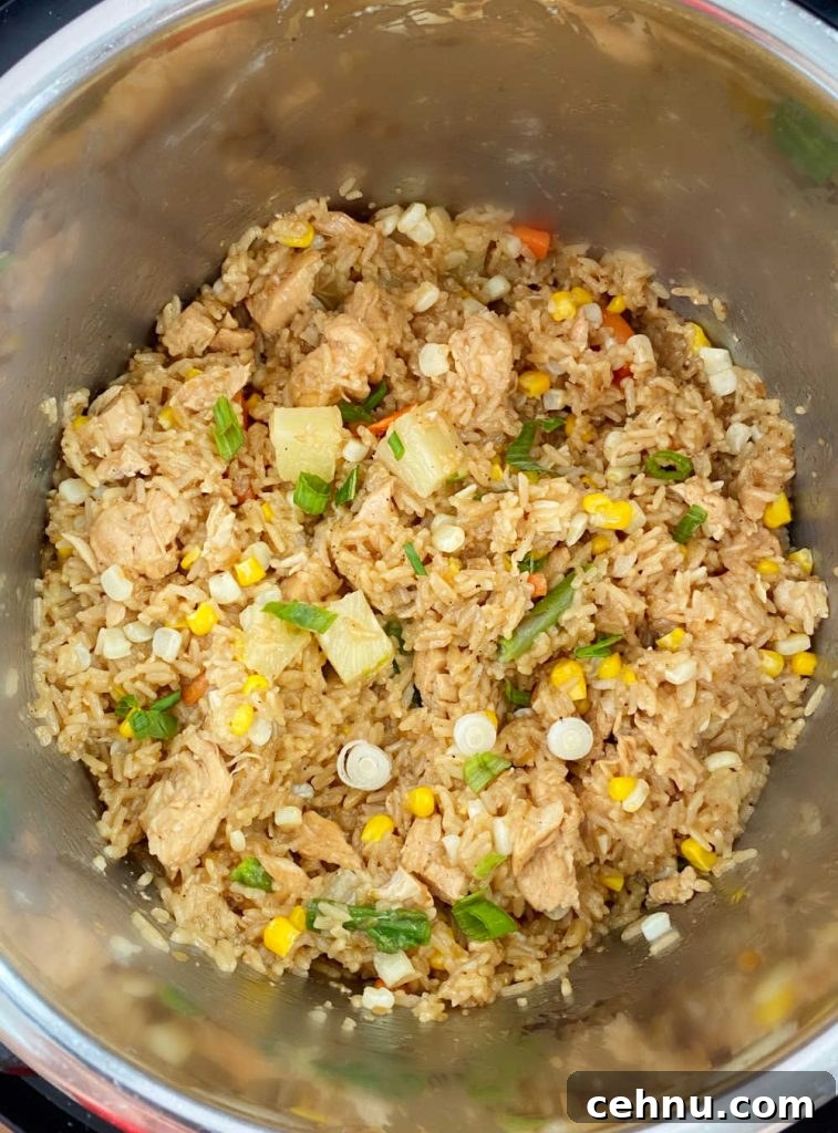 teriyaki chicken and rice with pineapple and vegetables in instant pot