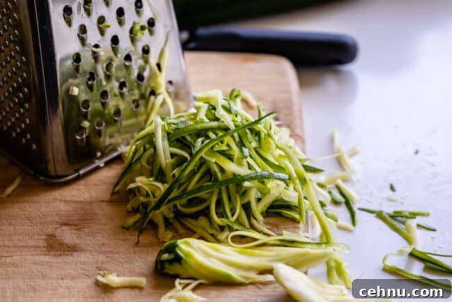 Using a box grater to make zucchini "noodles".