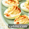 closeup of deviled eggs on plate