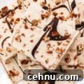 Frozen Cottage Cheese Bark squares on a plate
