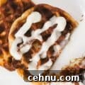 Keto Coffee Cake Chaffle eating with fork